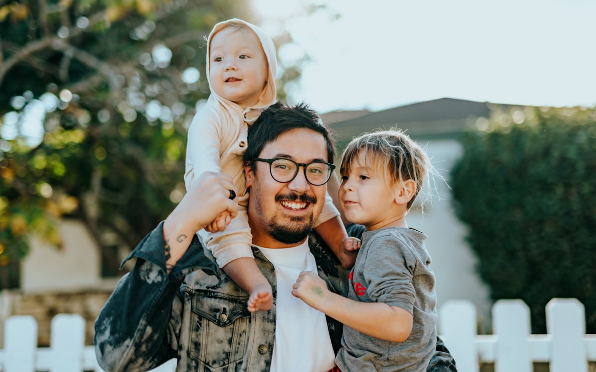 Family looking through photo memories together